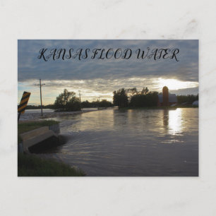 Postale Kansas Inondation d'eau sur une route Carte postal