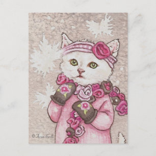 Postale Kitten en mitaines & pull en neige mignonne Carte 