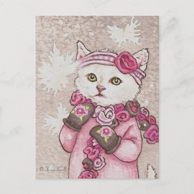Postale Kitten en mitaines & pull en neige mignonne Carte  (Devant)