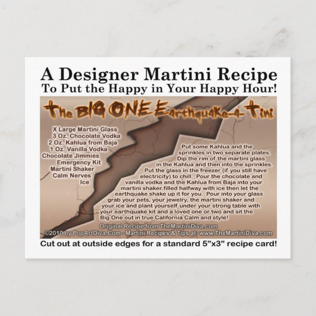 Postale La Grande Carte de recette de Martini de blague de (Devant)
