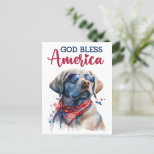 Postale Labrador Retriever, Dieu bénisse l'Amérique Carte 