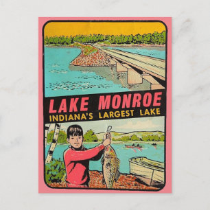 Postale Lac Monroe Indiana Carte de voyage ancienne