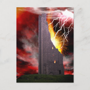 Postale L'art de la carte Tarot Tour en chute