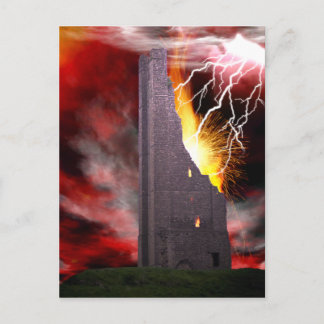 Postale L'art de la carte Tarot Tour en chute