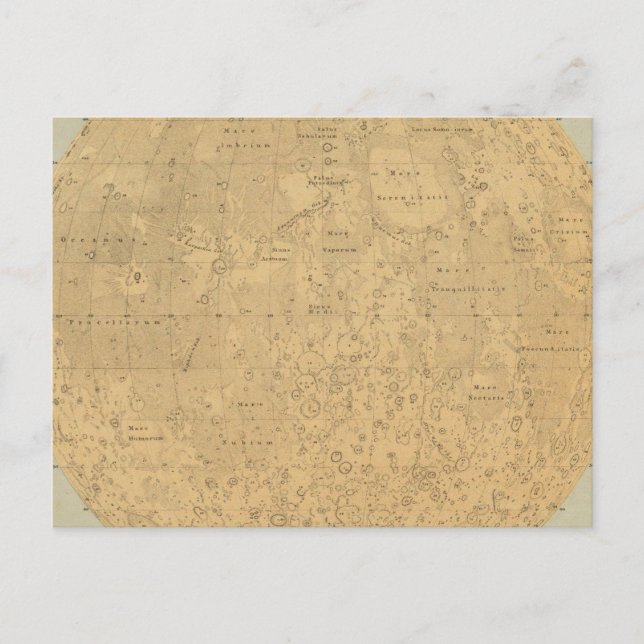 Postale Le côté visible de la carte de surface de la lune (Devant)