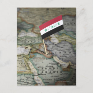 Postale Le drapeau irakien sur la carte