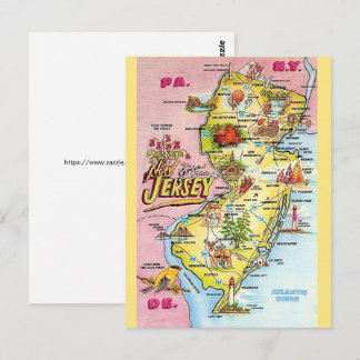 Postale Le New Jersey illustré de manière colorée Carte p