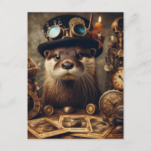 Postale Lecteur de carte Tarot Otter Steampunk