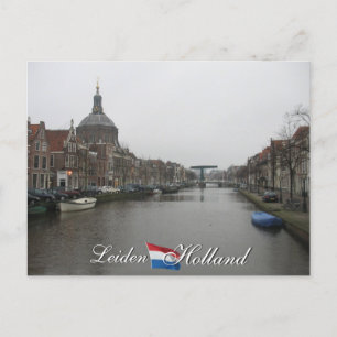 Postale Leiden Canal et Church Cityscape Holland Carte pos