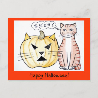 Postale Leo The Cat - Carte de voeux Halloween