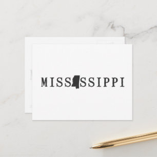 Postale Lettre d'état Mot Art de la carte Mississippi