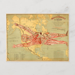 Postale L'homme du commerce Carte des États-Unis (1889)