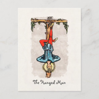 Postale L'homme pendu Carte Arcana Tarot Major