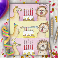 LLAMA ET LION Joyeux Anniversaire Carte de vœux hu