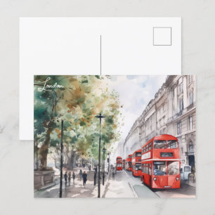 Postale London City Red bus Angleterre Travel Carte postal
