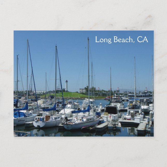 Postale Long Beach Lighthouse & Voiliers Carte postale! (Devant)