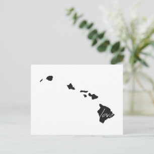 Postale Love Hawaii Carte Formé Antique Black Chalkboard