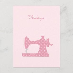 Postale Machine à coudre rose Carte de remerciements perso
