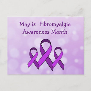 Postale Mai est Fibromyalgia Mois Purple Ribbon Carte Post
