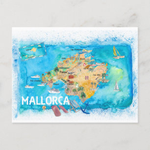 Postale Mallorca Espagne Carte illustrée avec des monument