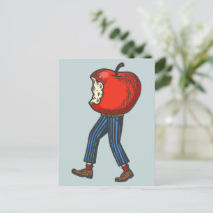 Postale Marcher homme de pomme drôle et amusant Carte post