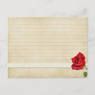 Postale Mariage Recette Carte Vintage Rose rouge