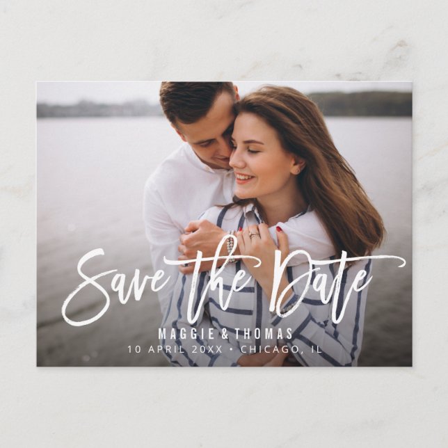 Postale mariage rustique simple enregistrer la date carte  (Devant)