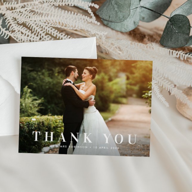 Postale mariage texte en gras simple carte de remerciement (Créateur téléchargé)
