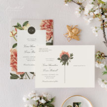 Mariage vintage floral Enregistrer la date Carte p