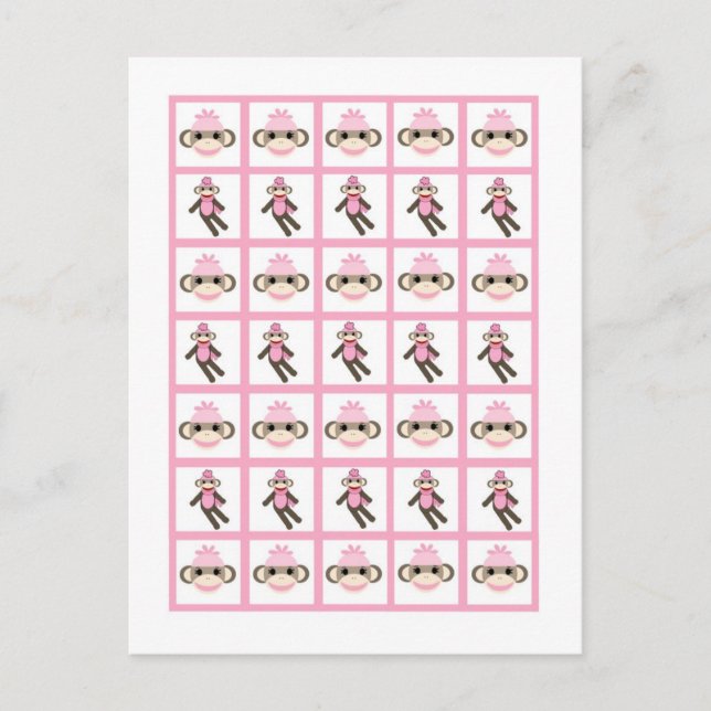 Postale Marqueurs de carte de bingo Monkey rose (Devant)