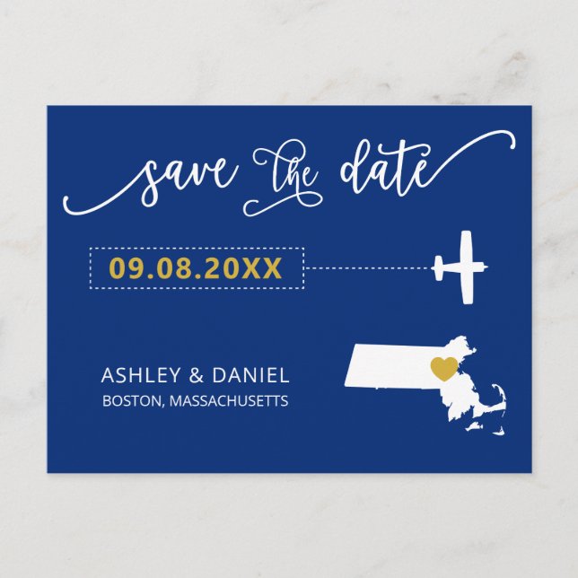 Postale Massachusetts Mariage Enregistrer la carte de la d (Devant)