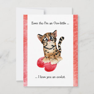 Postale Même si, Je t'aime une Carte de vœux pun Ocelot