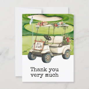 Postale Merci Mariage de golf, carte avec voiturette de go