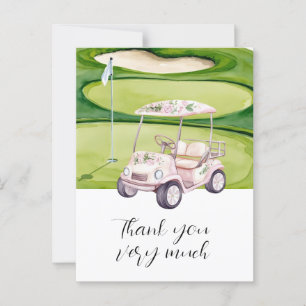 Postale Merci Mariage de golf, carte avec voiturette de go