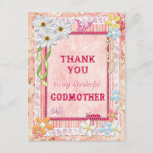 Postale Merci marraine, carte d'artisanat des fleurs