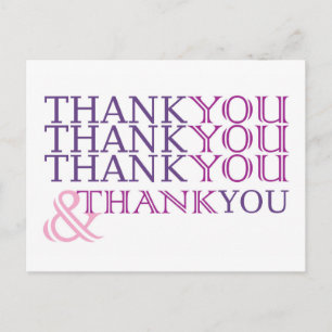 Postale Merci merci carte de remerciements en violet texte