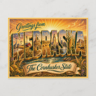 Postale Message vintage du Nebraska issu d'une carte posta