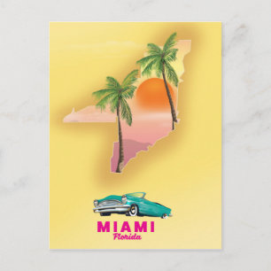 Postale Miami Floride carte illustrée affiche