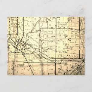 Postale Minneapolis-St Paul (Villes jumelles), Carte Vinta