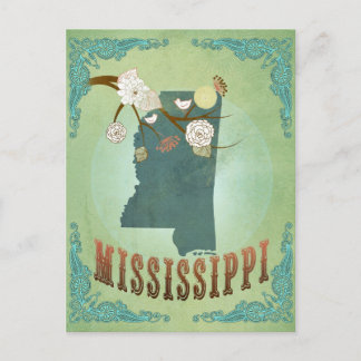 Postale Mississippi Carte d'État Vintage moderne - Vert