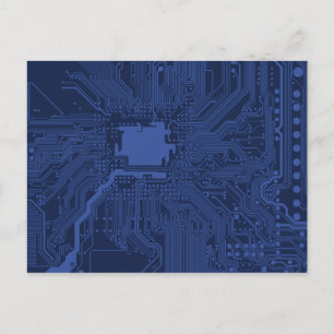 Postale Modèle de carte mère Blue Geek