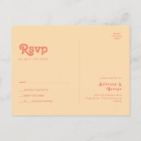 Moderne Rétro | Carte de réponse de mariage Orange