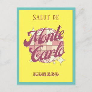 Postale Monaco Monte Carlo Retro Vintage jaune Carte posta