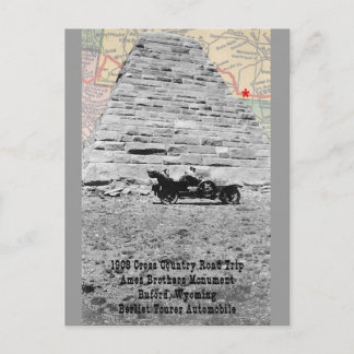 Postale Monument Ames Bros avec carte 1908 road trip