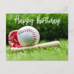 Postale Mot d'anniversaire de baseball en vert pour Carte 