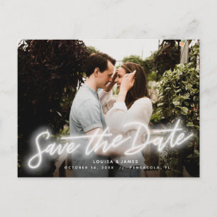 Postale Neon photo horizontale Enregistrer la date carte p