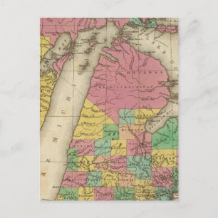 Postale Nouvelle Carte Du Michigan