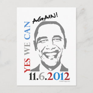 Postale OBAMA 2012 Oui Nous pouvons à nouveau carte postal