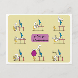 Postale Office Pilates carte postale, jaune ALLEMAND