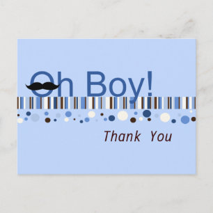 Postale Oh Boy Points et Rayures Carte de Remerciement